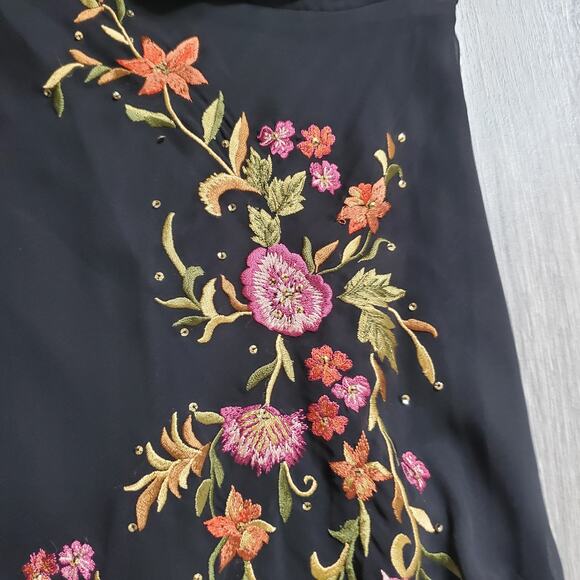 Y2K Whimsigoth Fairy Dress Womens 6 Floral Embroidered Maxi Formal Gown Elegant - Picture 3 of 12